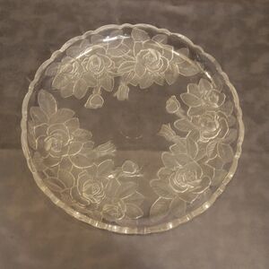 Vintage Winter Rose Crystal Serving Platter By Mikasa